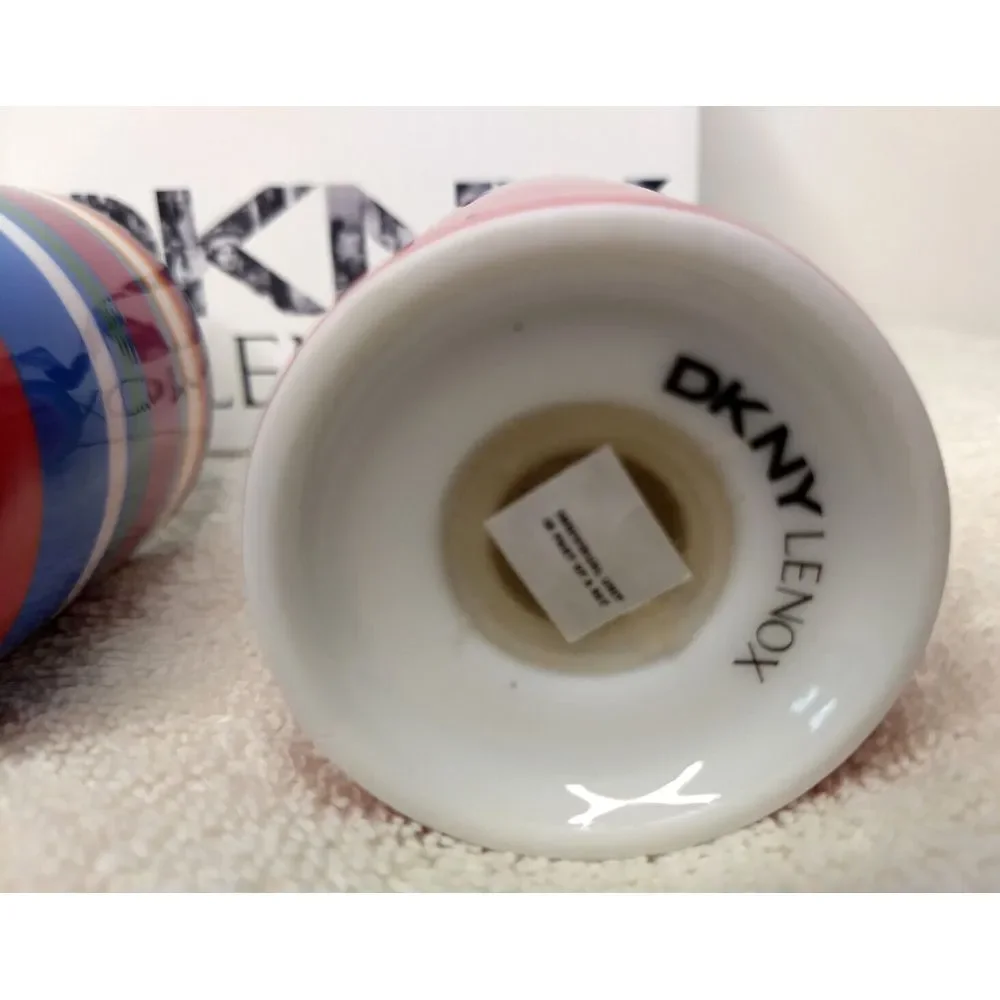 Lenox DKNY Urban Essentials Cherry Salt & Pepper Shakers Stackable Red - Stripes